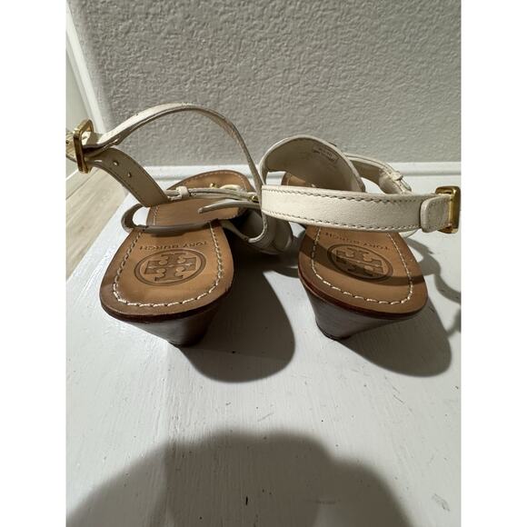 Tory Burch Womens White Leather Thong Wedge Sandals Size Unknown - Picture 3 of 6
